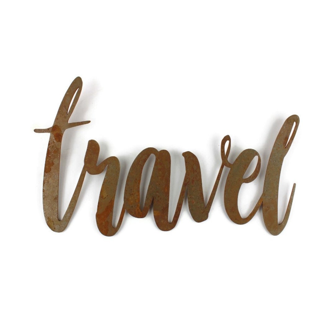 Travel Metal Steel Script Sign 12.25 to 18 Inches Wide Word Etsy 日本