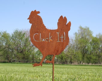 Cluck It! Metal Chicken Stake Sign 21 to 28 Inches Tall