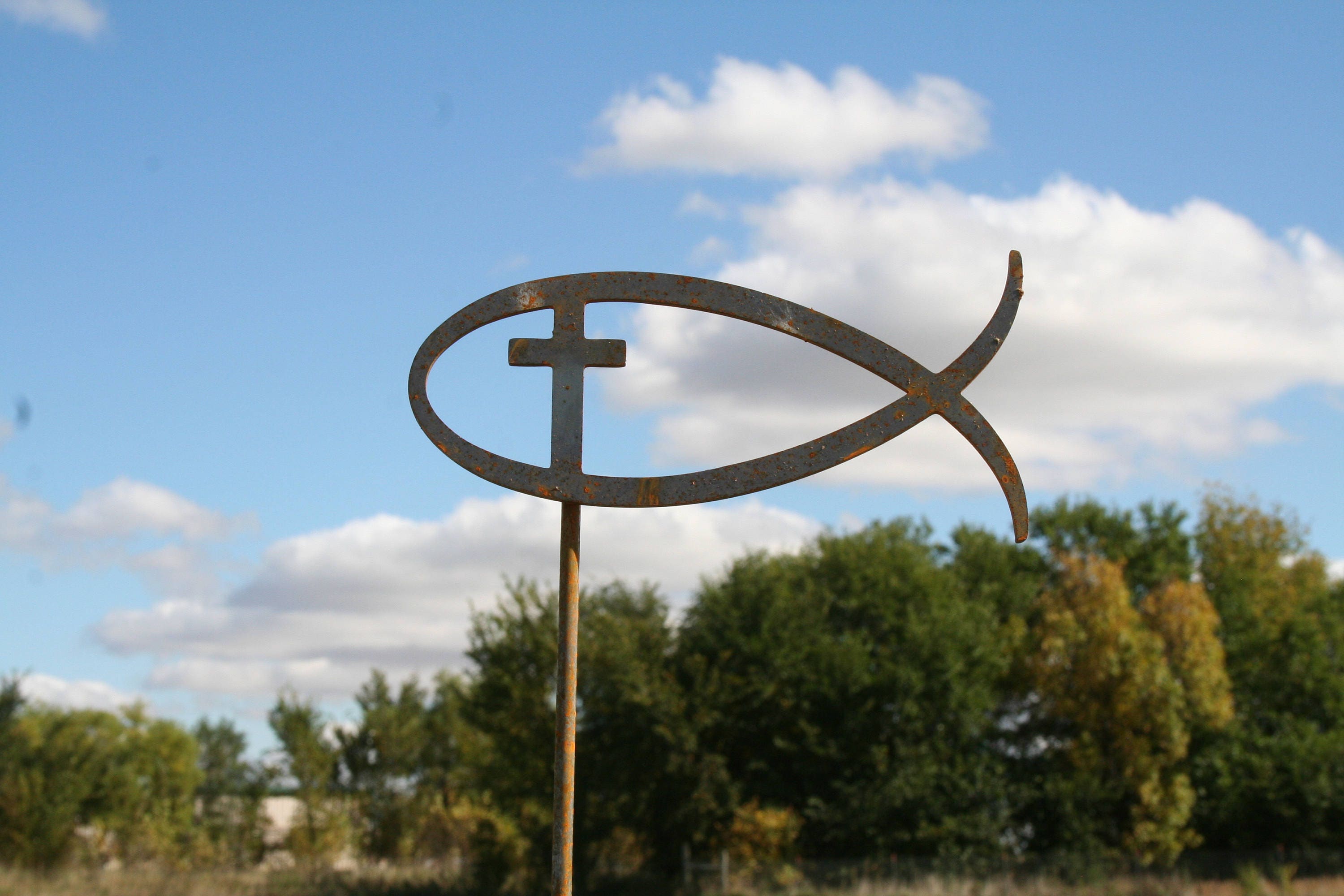 Jesus Fish Garden Stake, Christian Fish, fish yard sign, religious yard
