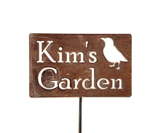 Metal Garden Stake Sign Grave Marker Memorial with Bird 20 to 33 Inches Tall