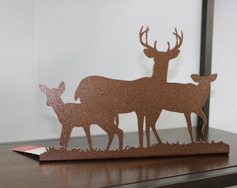 Deer Family Tabletop Metal Home Decor 12 Inches Wide