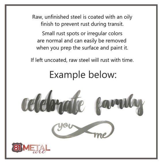 Metal Steel Script Sign 15 to 21 Wide Art - Israel