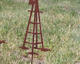 Metal Windmill Garden Stake or Stand 13 to 33 Inches Tall