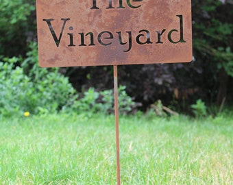 The Vineyard Metal Garden Stake Sign 21 to 33 Inches Tall