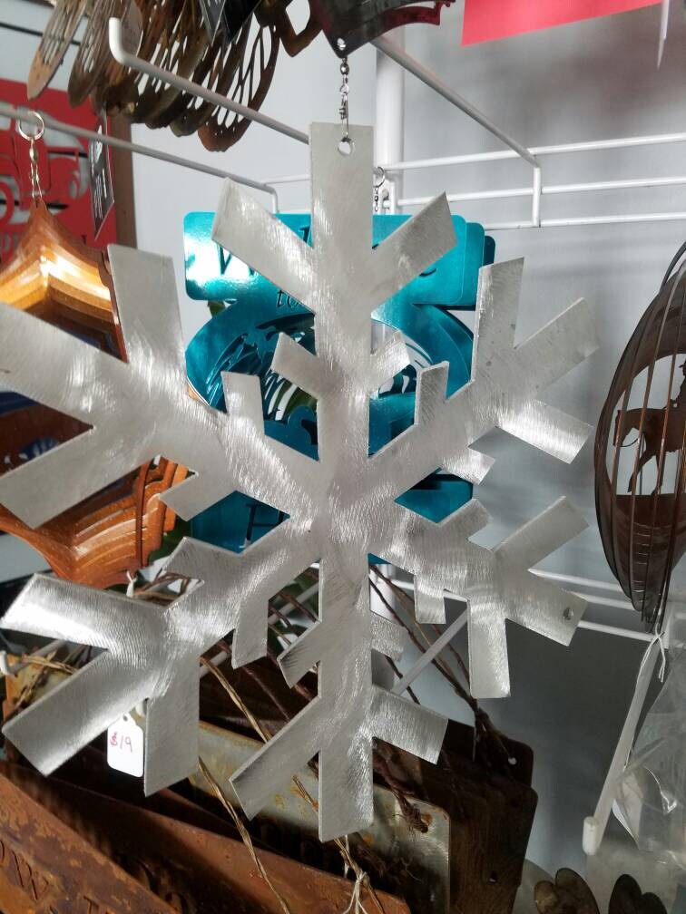 Giant Shiny Metal Snowflake, Snowflake Spinner, Snowflake Decor