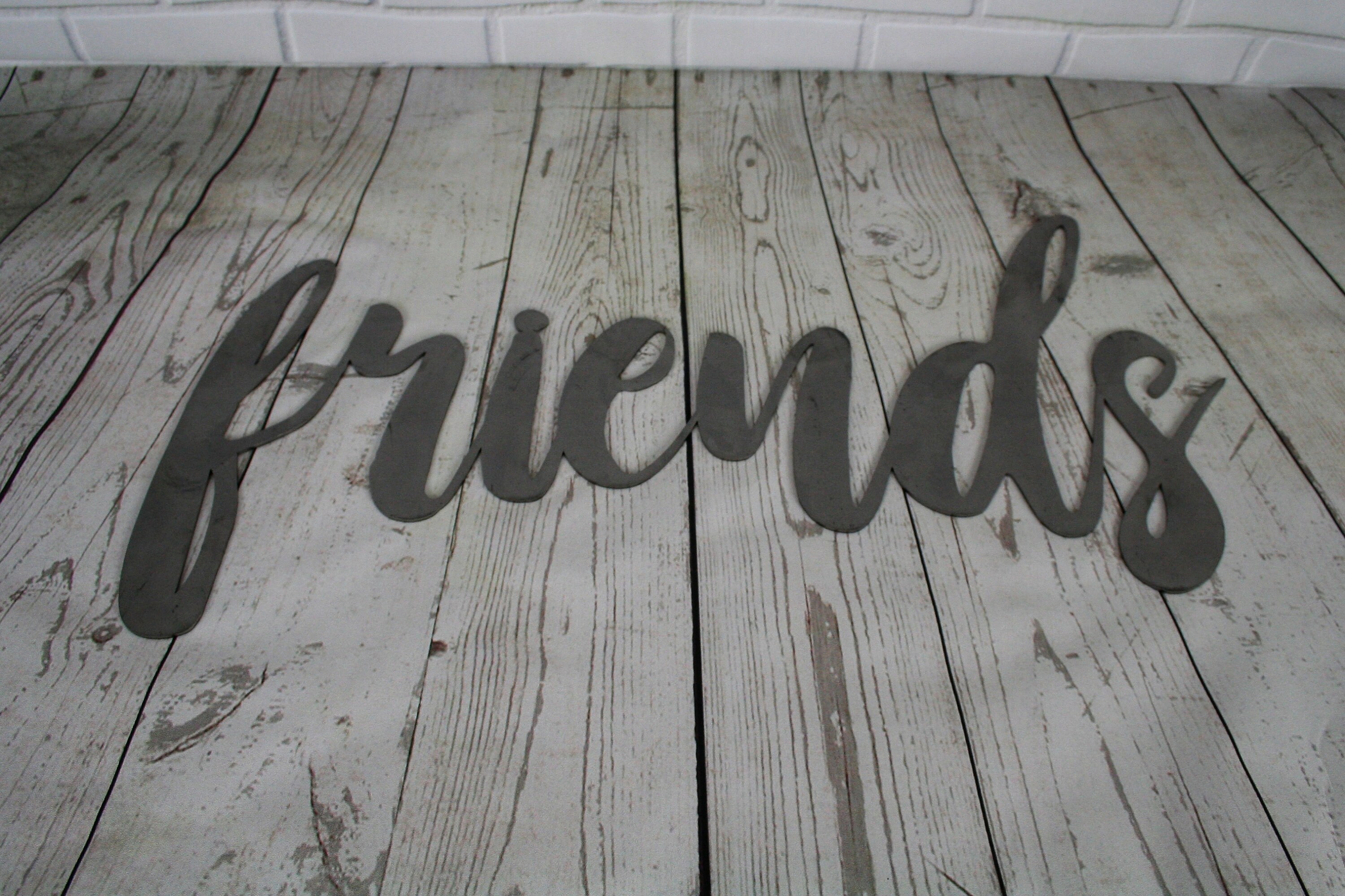 friends script, friends metal sign, metal word art, steel word art