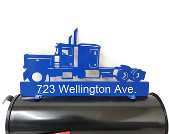 Semi Truck Personalized Metal Mailbox Topper 17 Inches Wide - Does Not Include a Mailbox