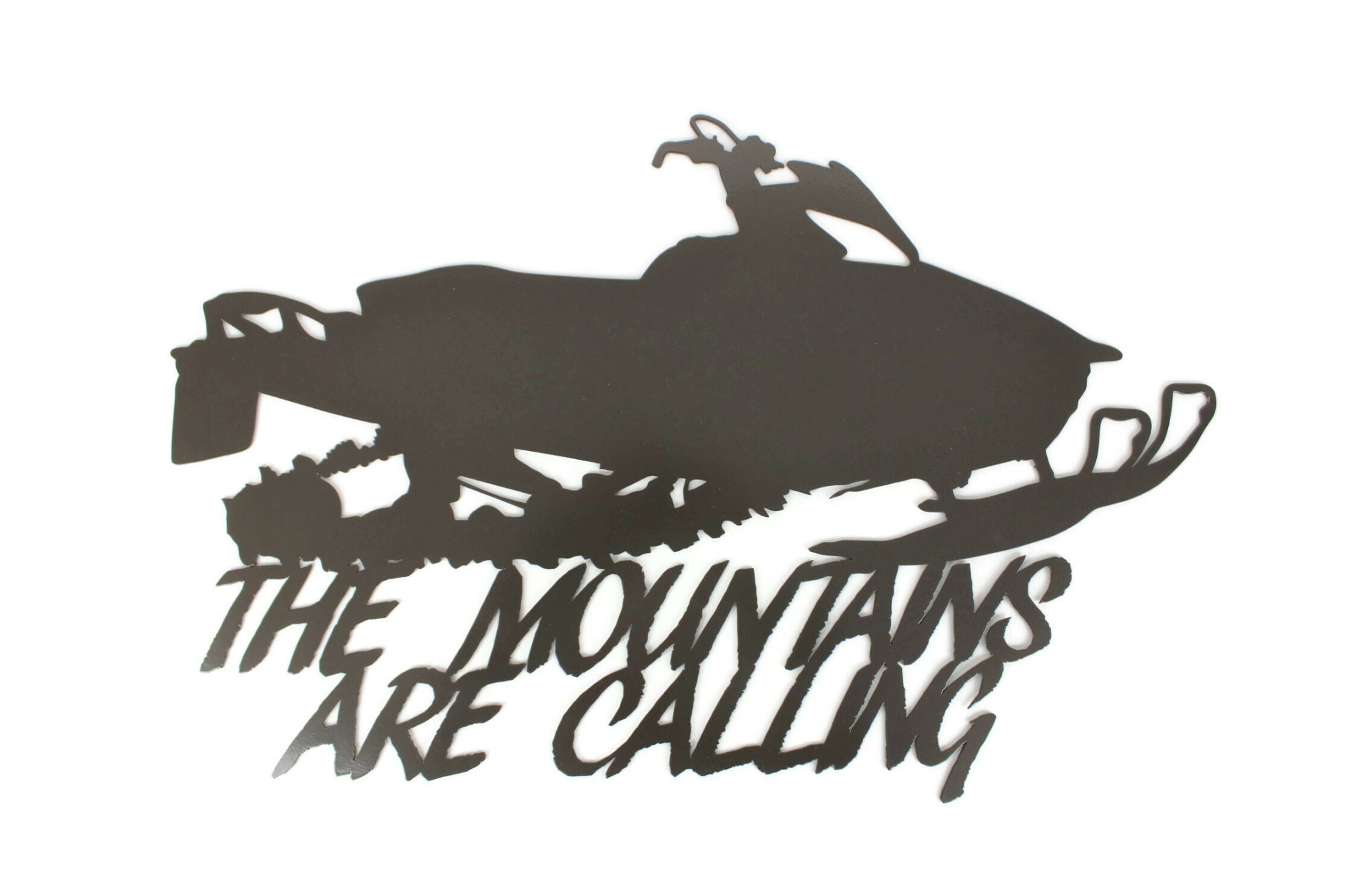 Metal Snowmobile Sign The Mountains Are Calling, Snowmobile wall art