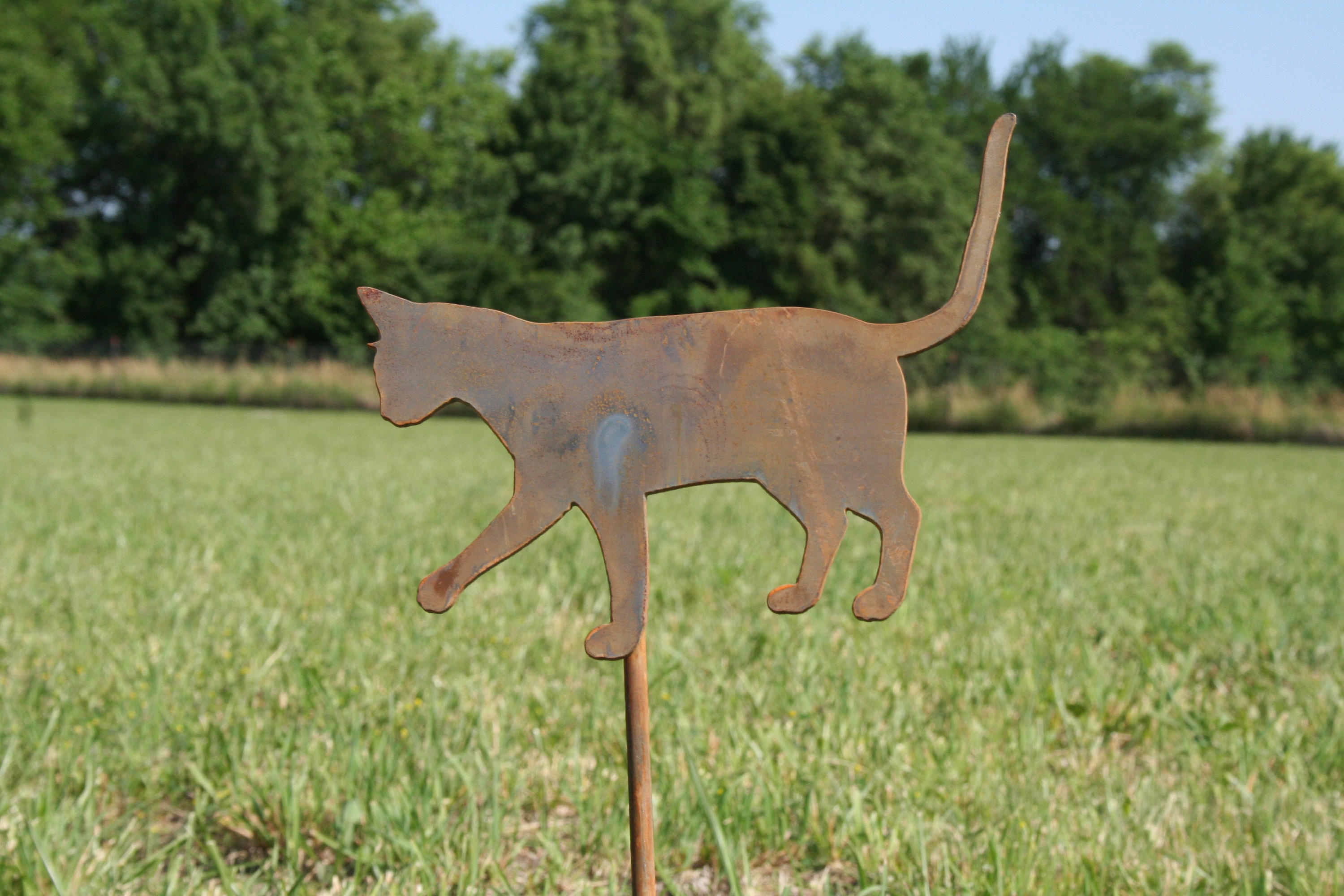 Metal Cat Garden Stake, cat yard sign, outdoor cat stake, crazy cat
