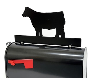 Custom Steer Calf Metal Mailbox Topper: Farmhouse Decor, 17-Inch Wide - Does Not Include a Mailbox