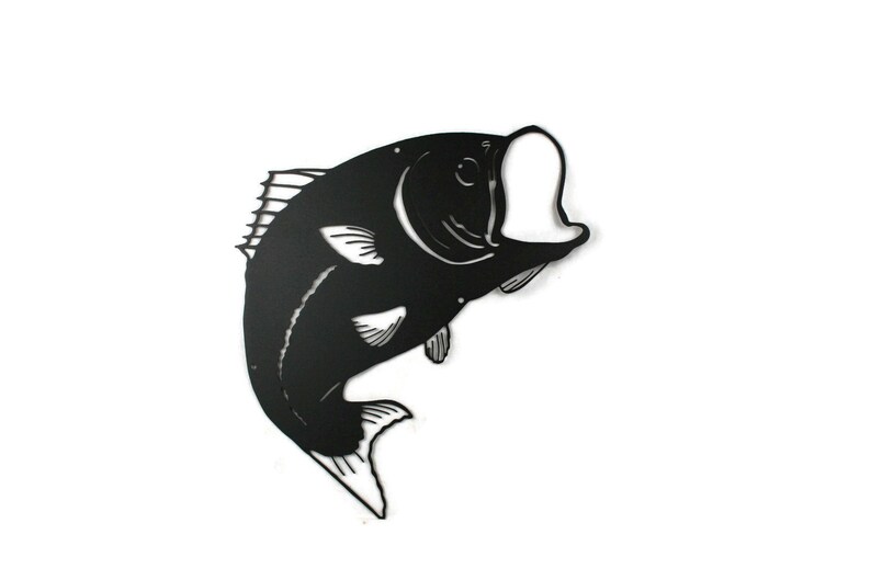 Metal Large Mouth Bass Fish Wall Decor Fishing Sign Fisherman 18 Tall