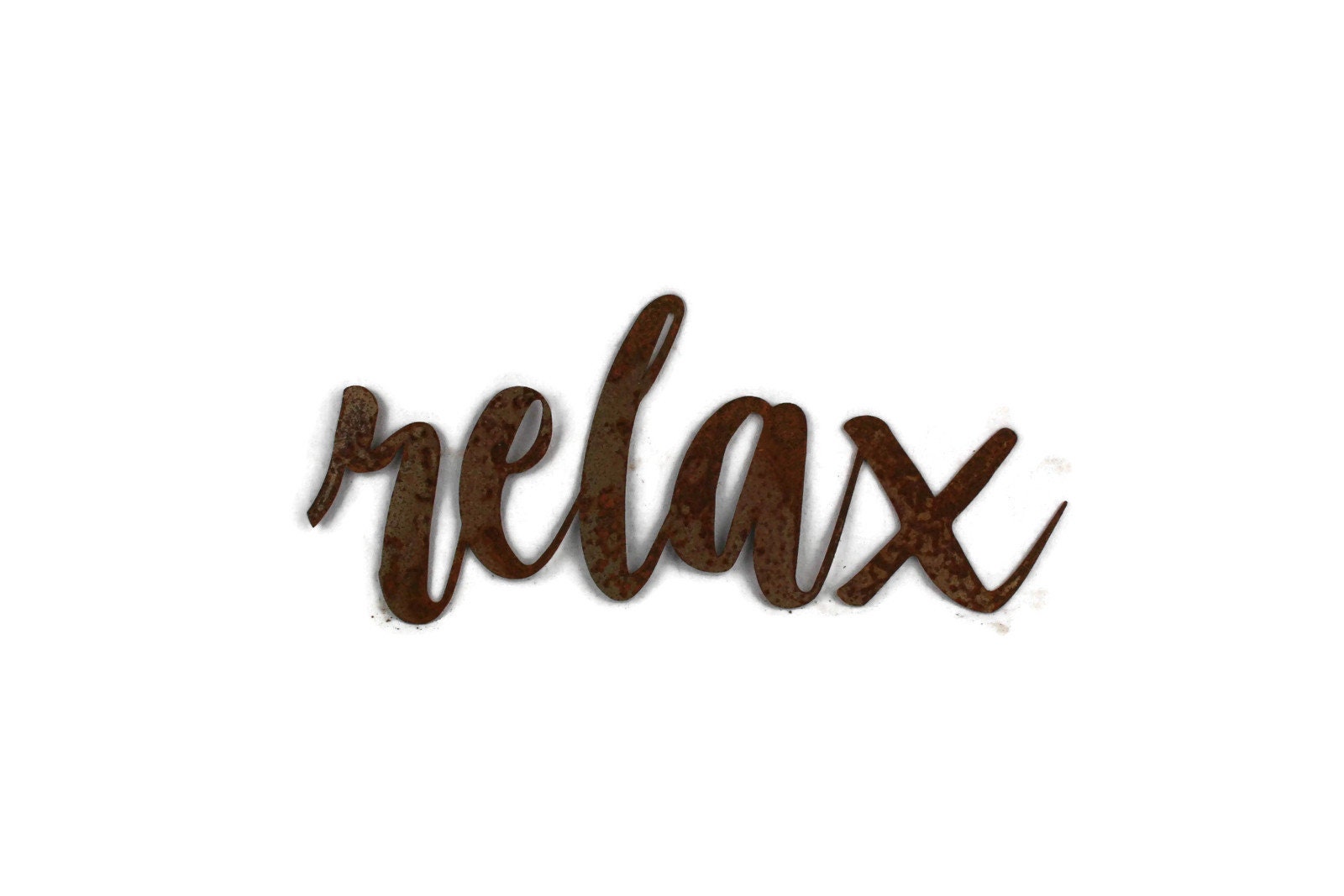 relax script, relax metal sign, metal word art, inspirational sign