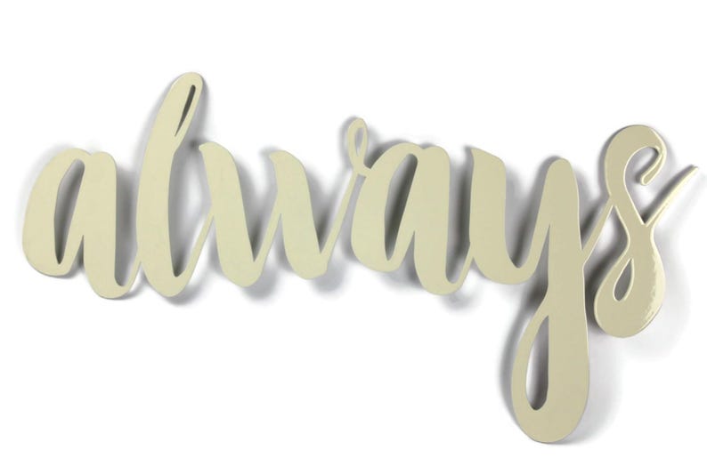 Custom Metal Script Word Art Sign up to 21 Inches Wide Cream