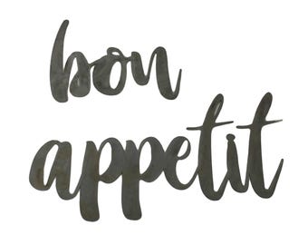 bon appetit Metal Script Word Sign 17 Inches Wide