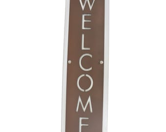 Metal Layered Welcome Sign Vertical 32 Inches Tall