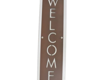 Metal Layered Welcome Sign Vertical 32 Inches Tall