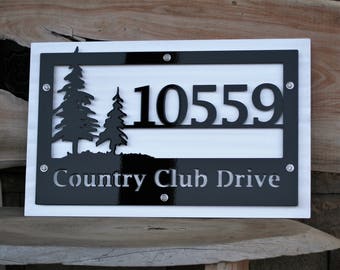 Cabin Name and Address Metal Sign 15x24" Wide Wall Sign