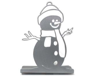 Metal Powder Coated Snowman Standing Magnet Sign Board Photo Holder Winter Christmas Decor