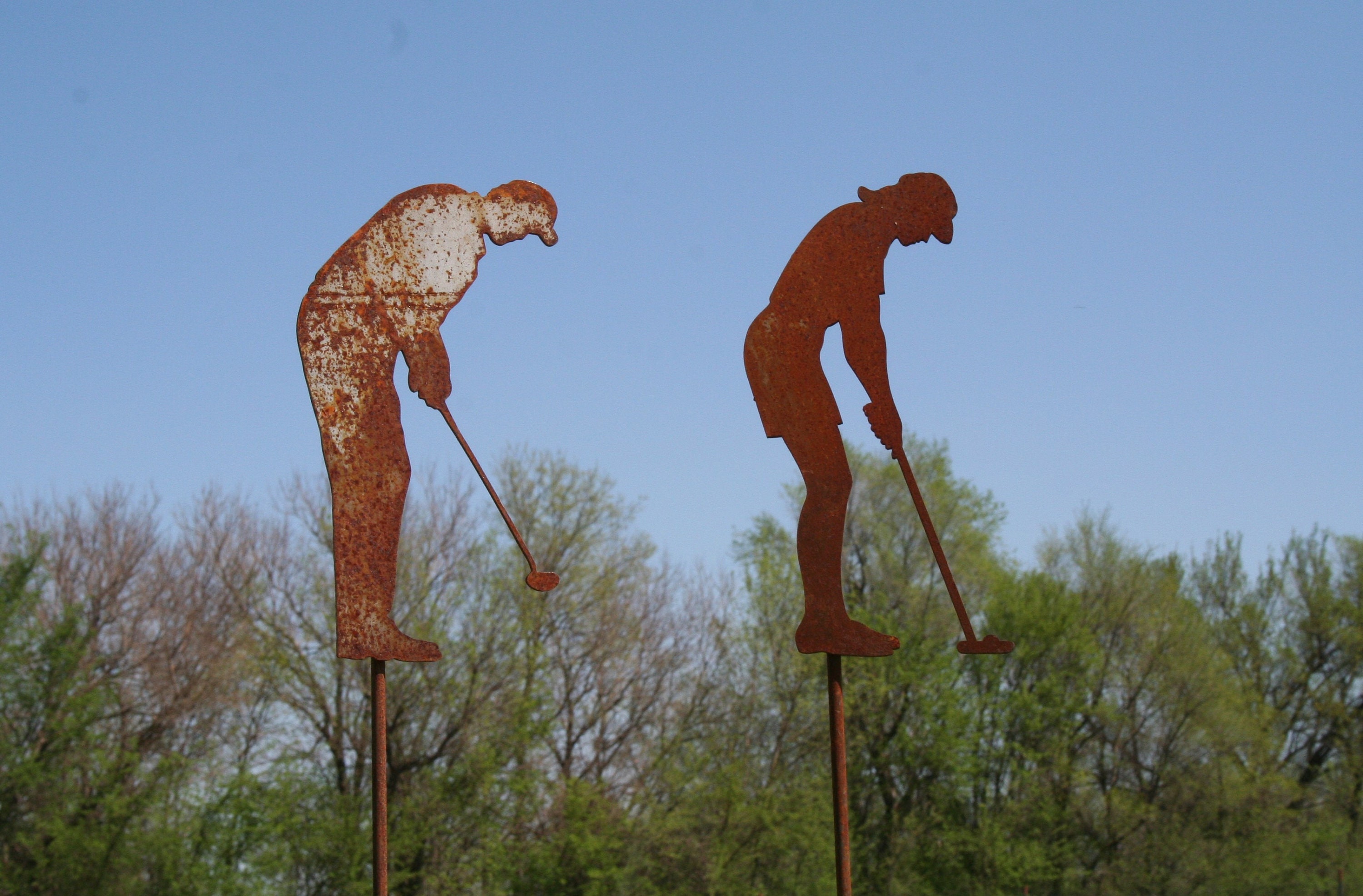 Metal Female Golfer Yard Stake, golf garden art, golf course landscape