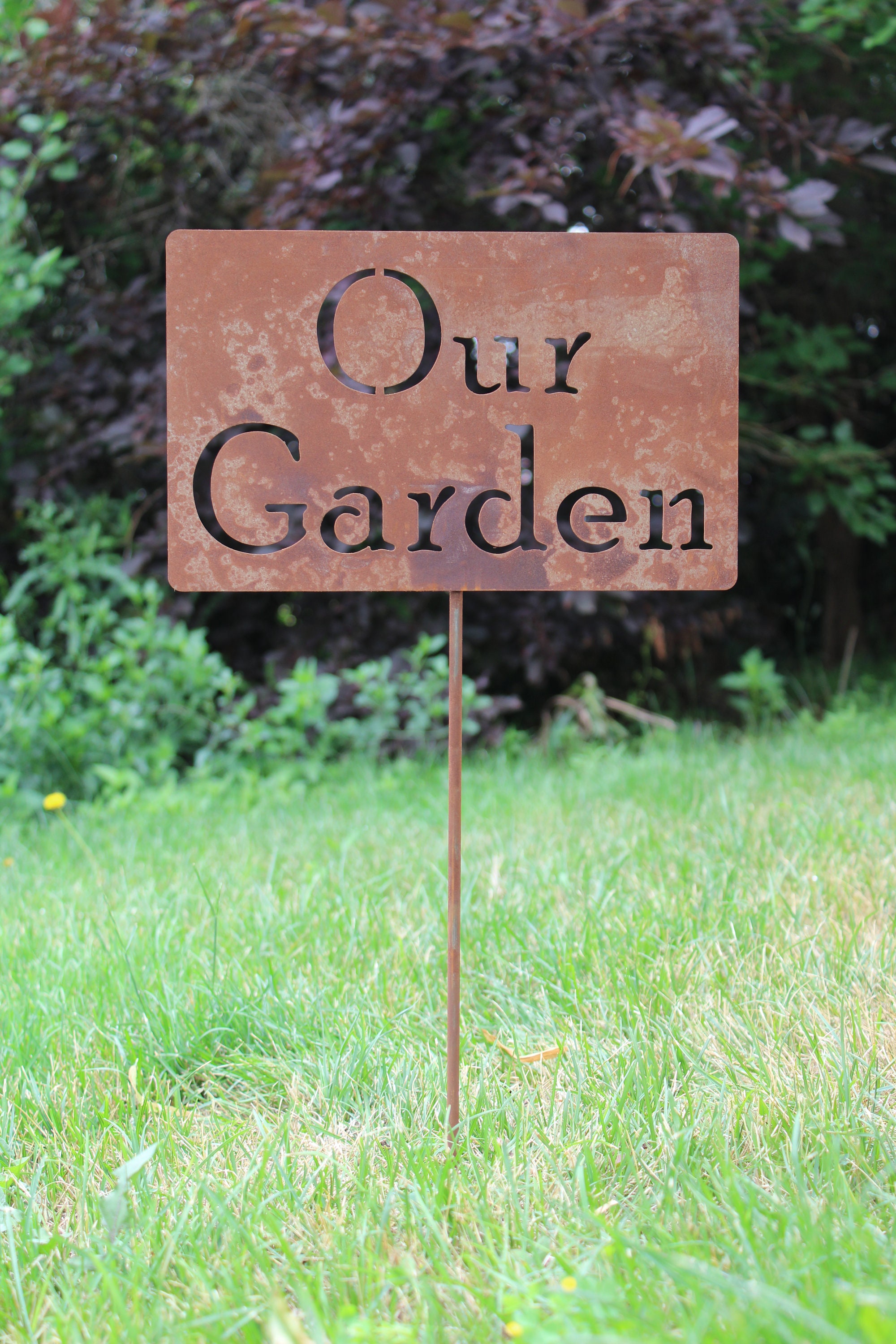 Our Garden Metal Garden Stake Sign, Small to XL