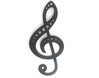 Treble Clef Metal Music Wall Art 14 Inches Tall