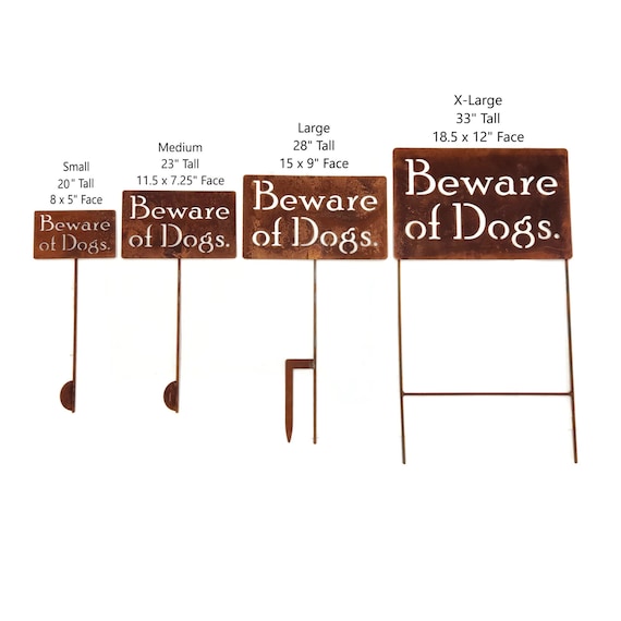 Beware of Dogs Rustic Metal Staked Yard Warning Sign 21 to 33 