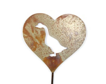 Goose Metal Heart Pet Memorial Stake 20 to 28 Inches Tall