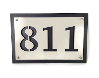 Metal Street Address or Name Sign Layered Design 12x18" up to 15x24" Lucida