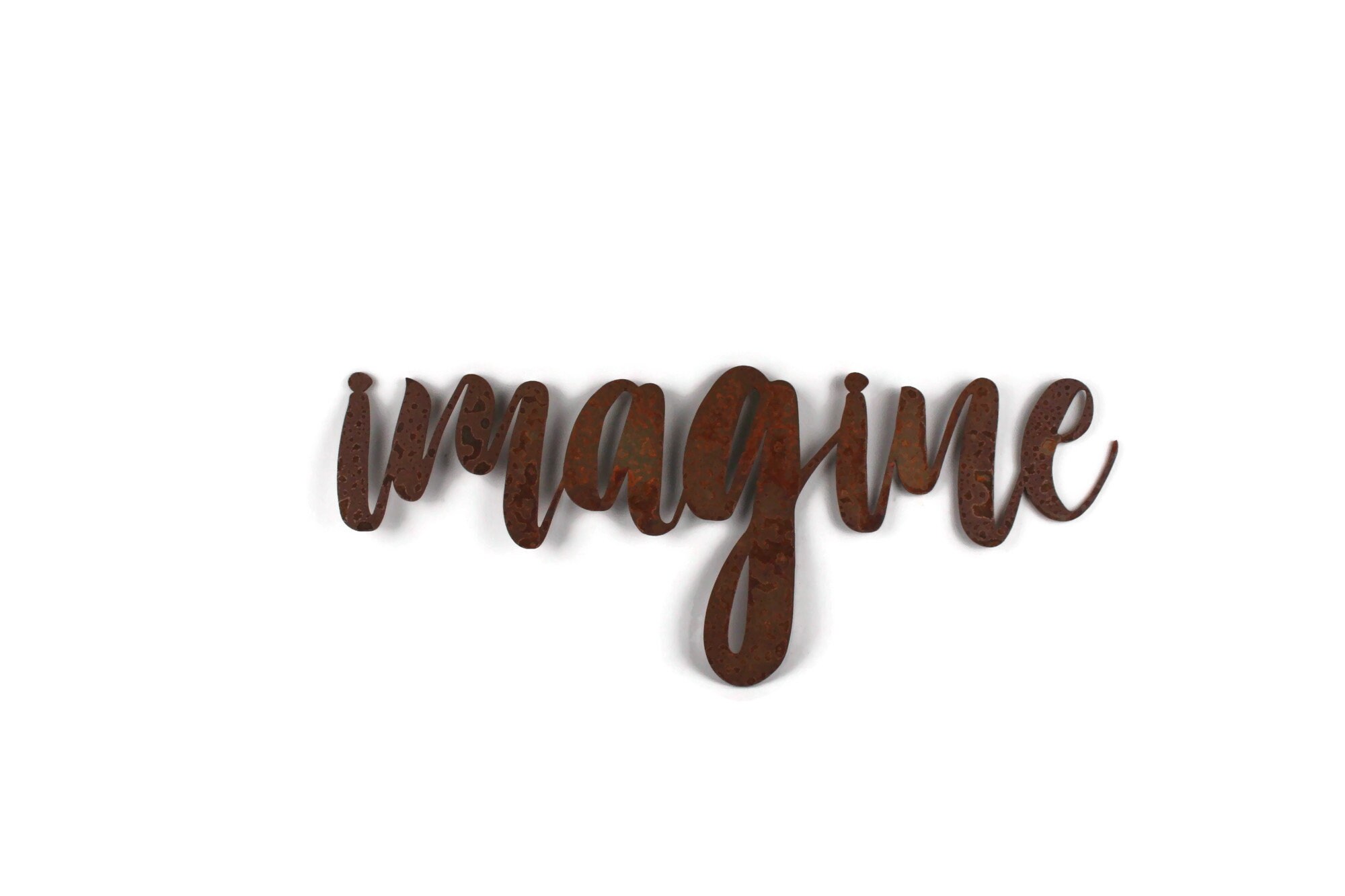 imagine script, imagine metal sign, metal word art, imagination sign