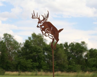 Jumping Deer Metal Garden Stake 8 to 17 Inches Tall