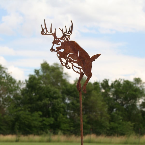 Jumping Deer Metal Garden Stake 8 to 17 Inches Tall