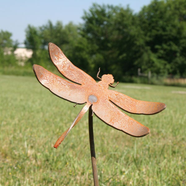 Tuteur de jardin en métal Dragonfly, 20 pouces de haut