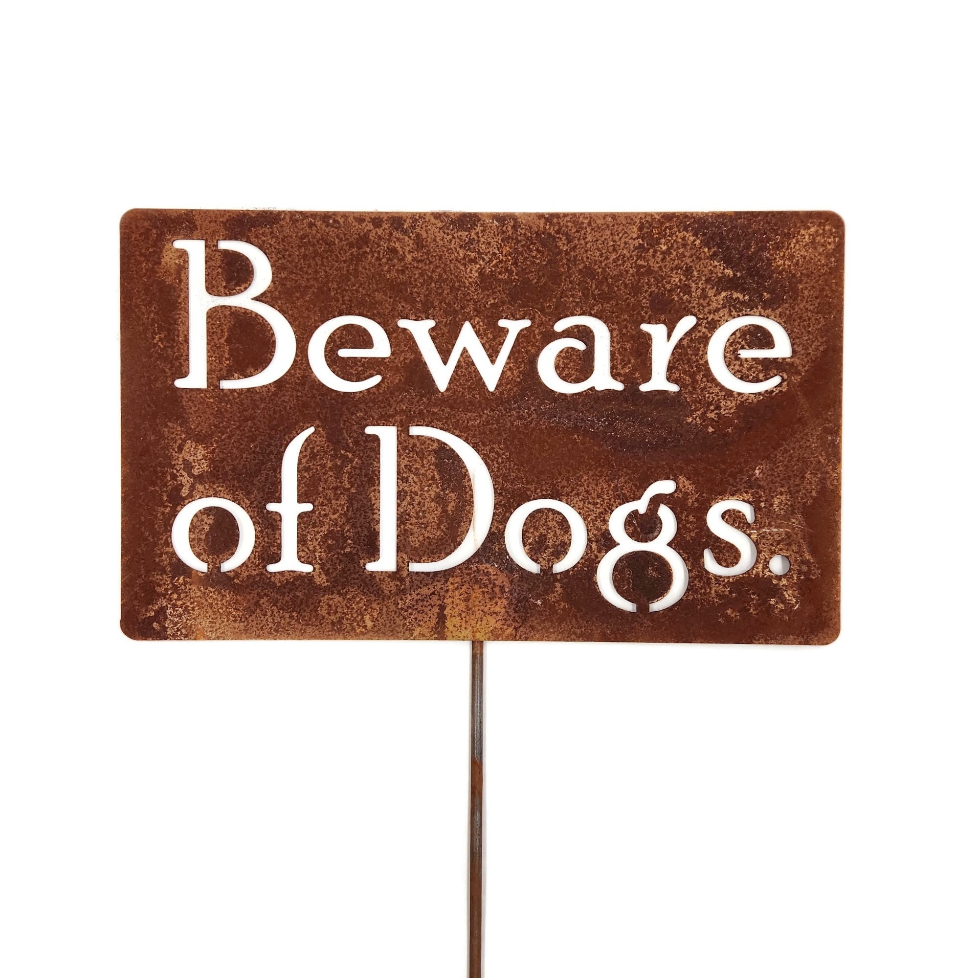 Beware of Dogs Rustic Metal Staked Yard Warning Sign 21 to 33 