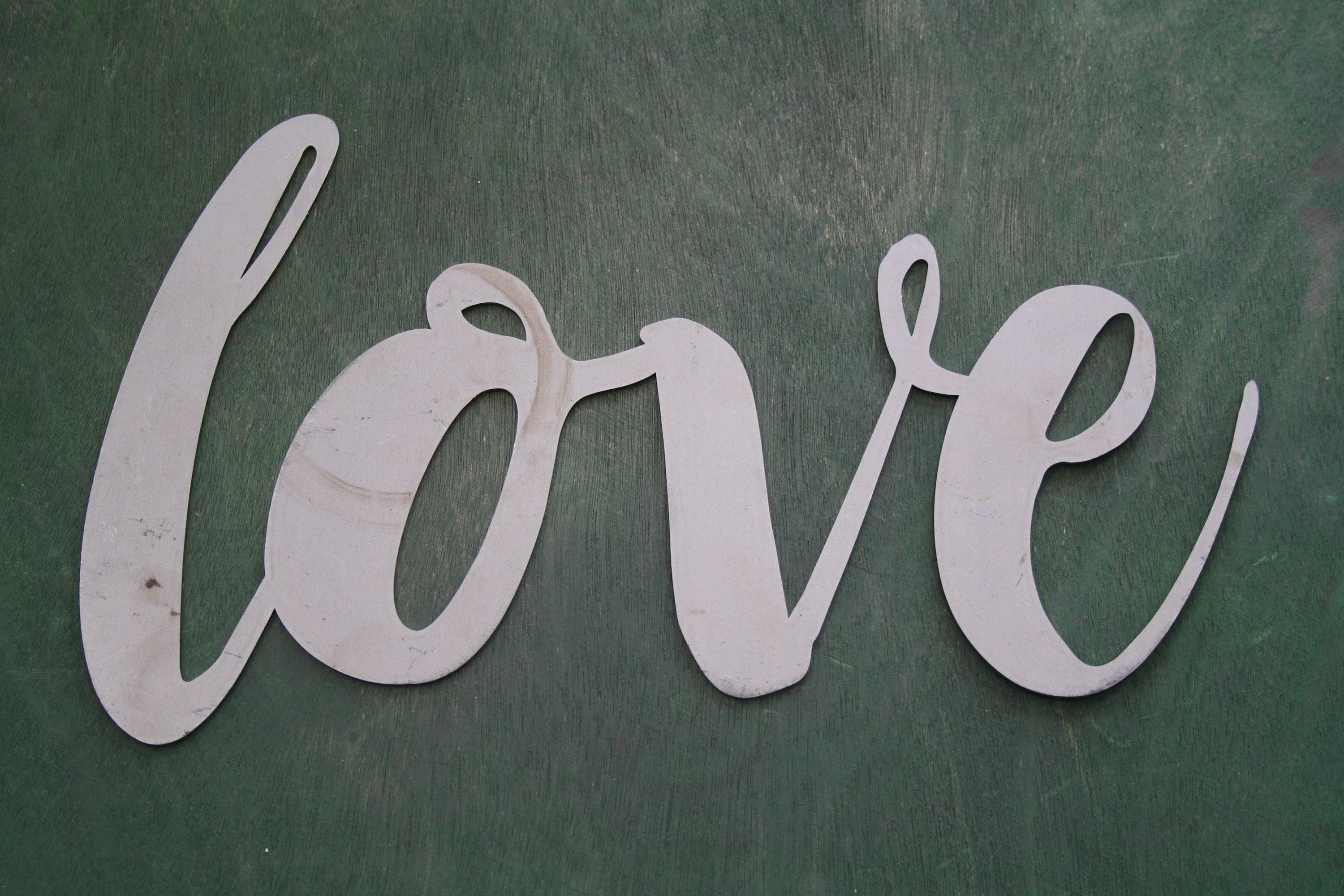 Love script love metal sign metal word art wedding gift Etsy