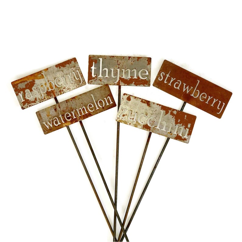 Classic Metal Garden Markers Q through Z herb marker garden Etsy