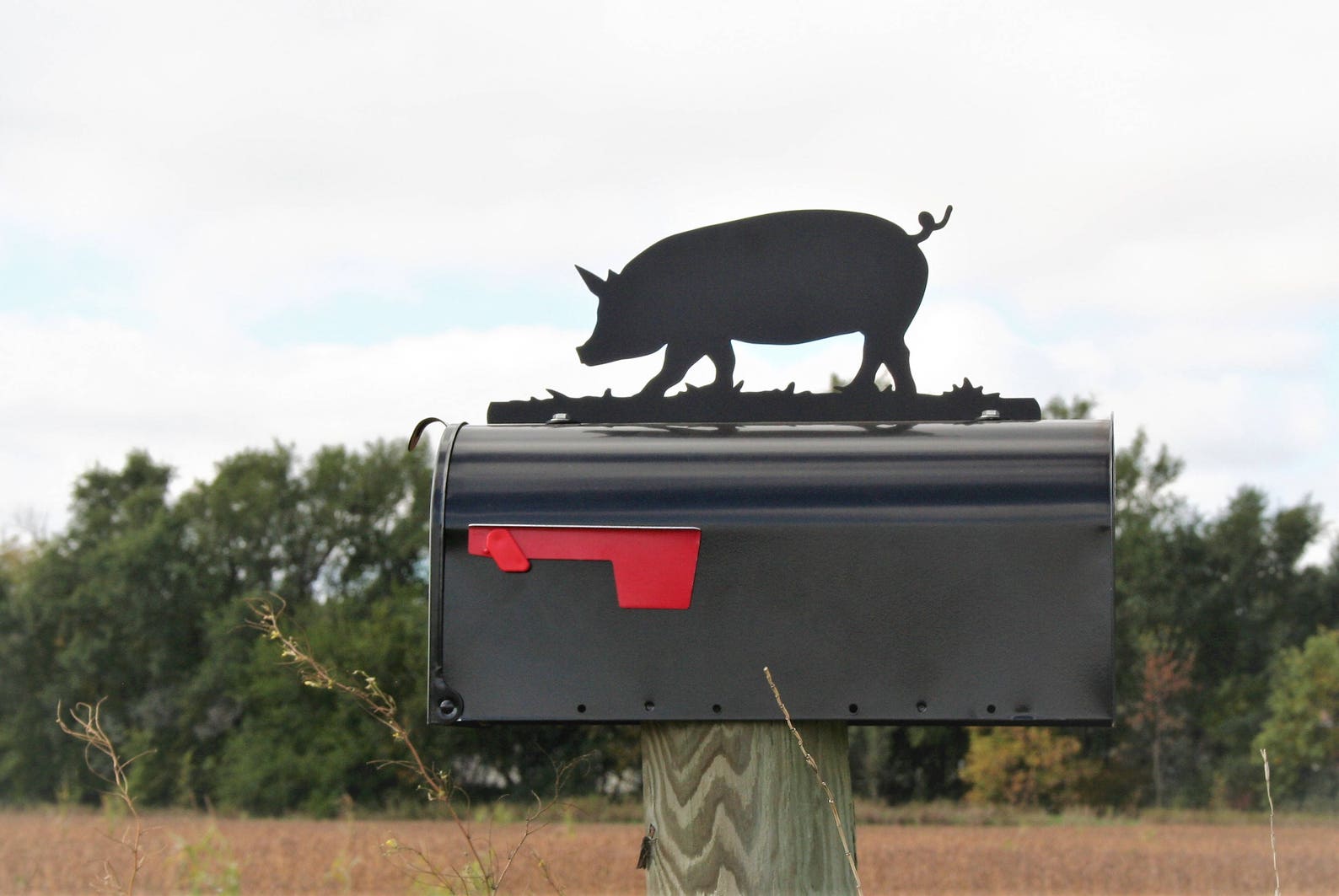Pig Mailbox Topper Metal Hog Mailbox Topper Swine Mailbox Etsy