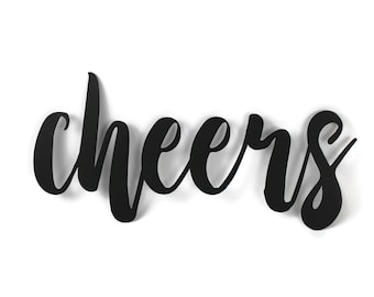 cheers Metal Script Word Sign 12.5 to 19 Inches Wide