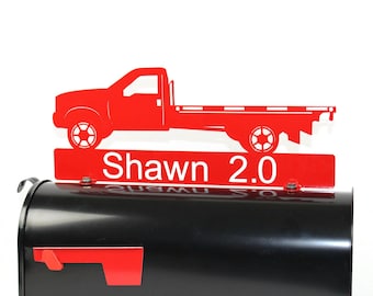 Flatbed Truck Personalized Metal Mailbox Topper 17 Inches Wide - Does Not Include a Mailbox