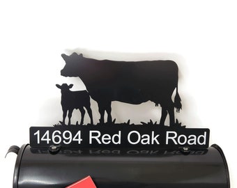 Cow and Calf Pair 2 Custom Metal Mailbox Topper for Farm and Ranch 17 Inches Wide - Does Not Include a Mailbox