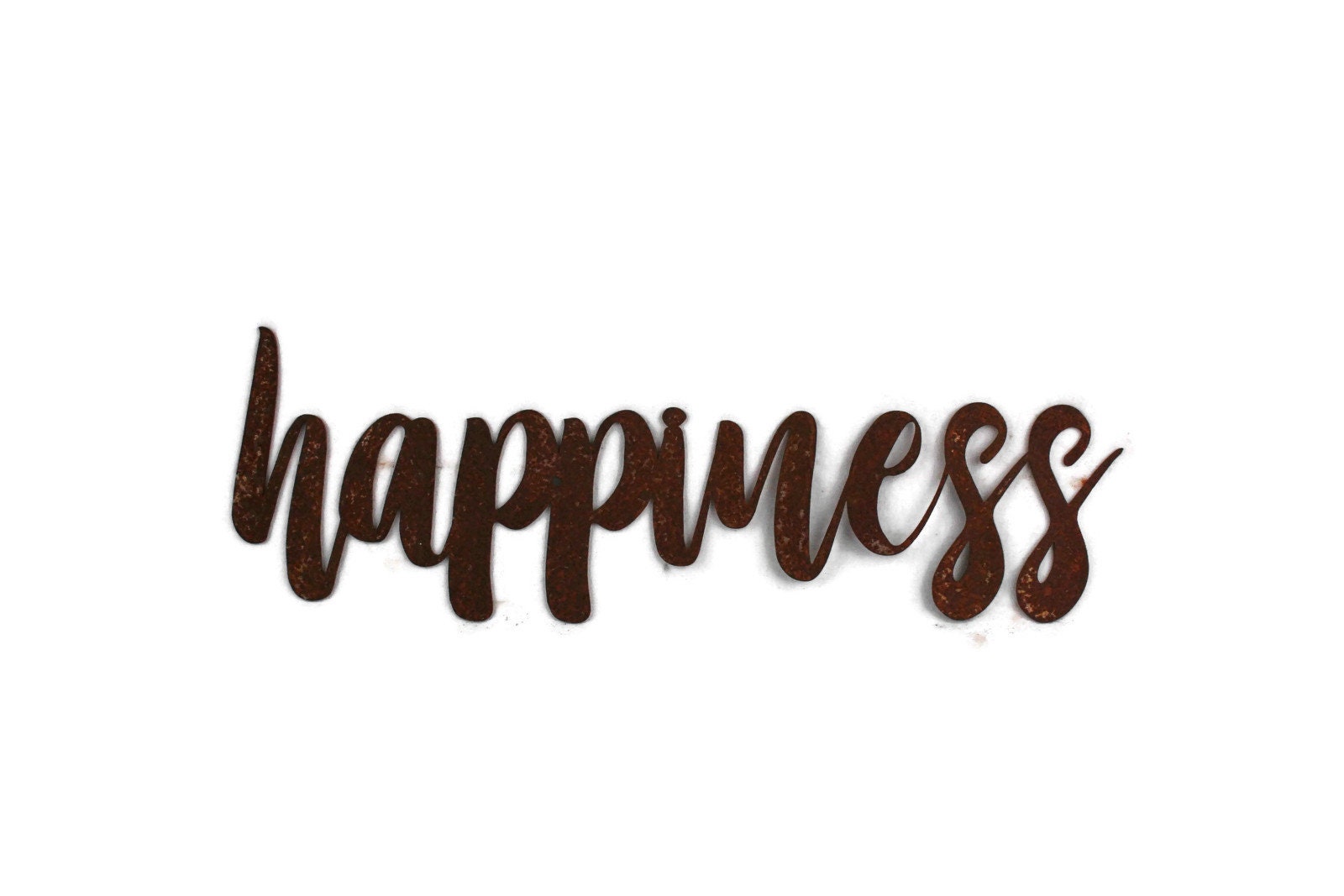 happiness script, happiness raw metal sign, metal word art, steel word ...