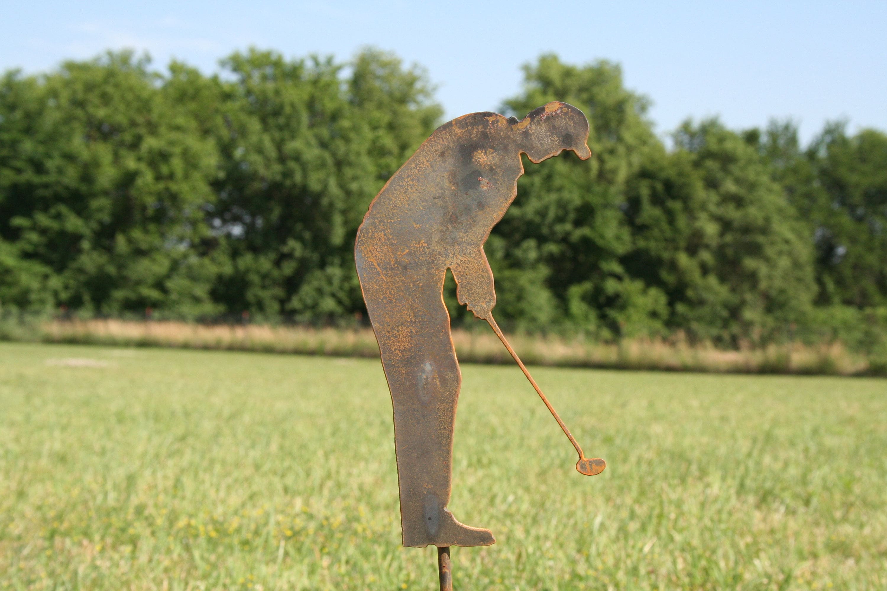 Metal Golfer Yard Stake, golf garden art, golf course landscape art, golf decor, golfer gift ...