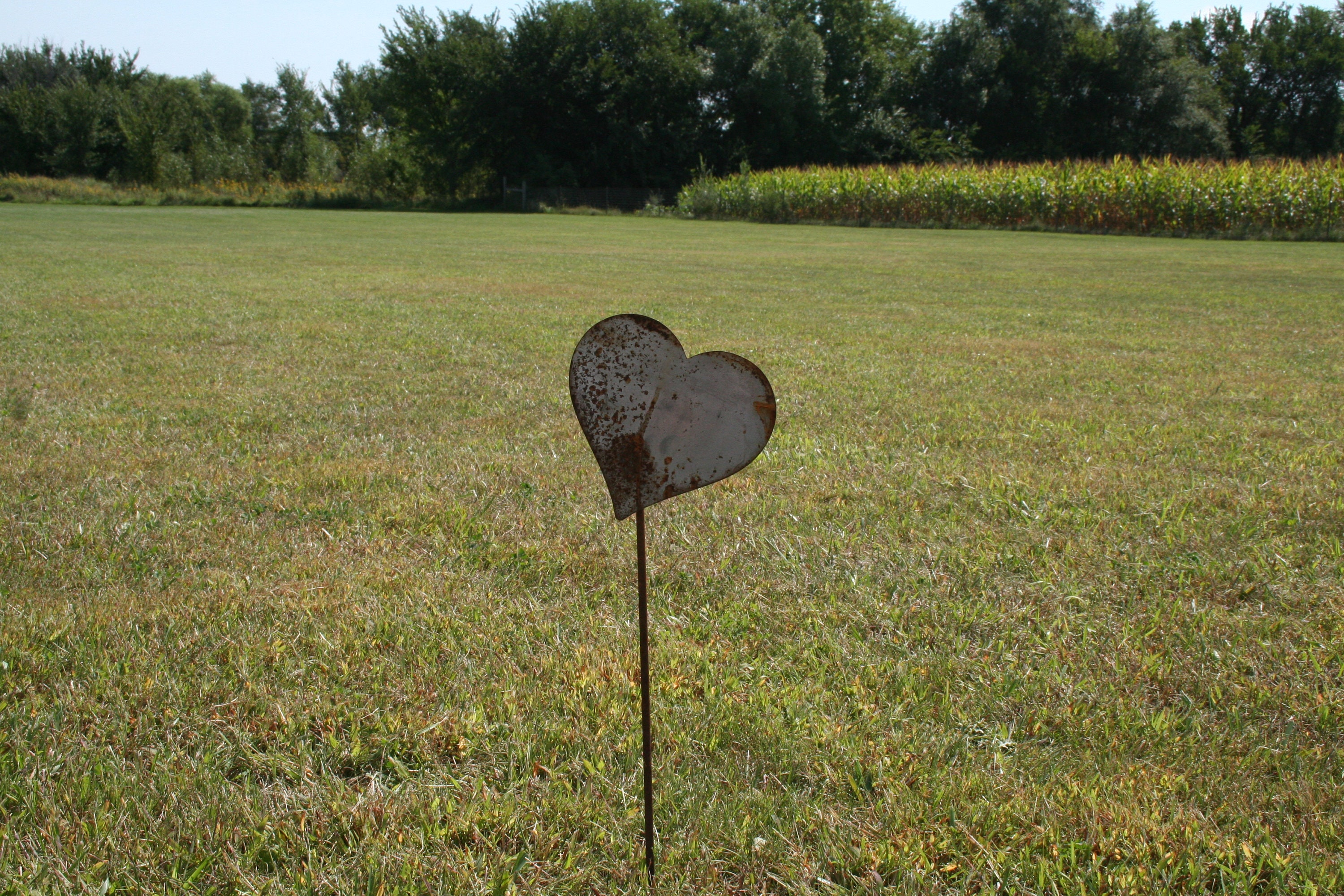 Metal Heart Garden Stake, Valentine heart, heart yard sign, rustic
