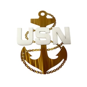 US NAVY Chief Petty Officer Stainless Steel Fouled Anchor Wall Art 19 Inches Tall - Officially Licensed Seller