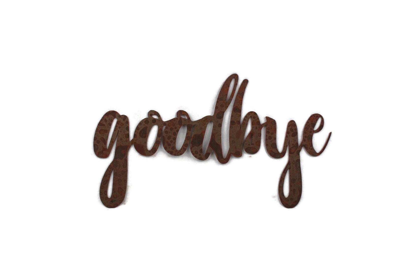 goodbye script, hello goodbye metal sign, metal word art, steel