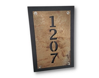 Vertical Metal House Address Number Plaque Sign 8x12" up to 10x20" Layered Lucida