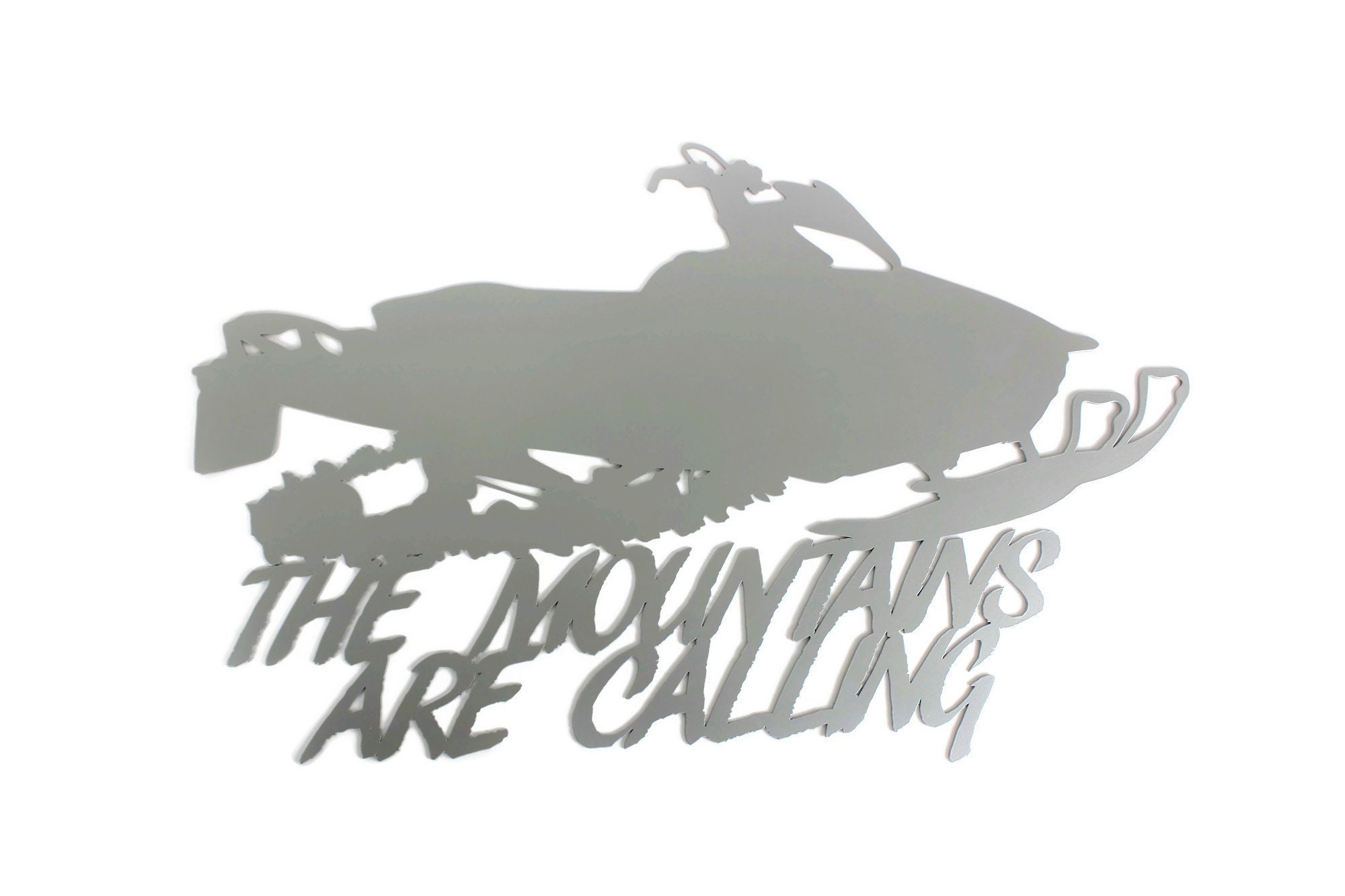 Metal Snowmobile Sign The Mountains Are Calling, Snowmobile wall art