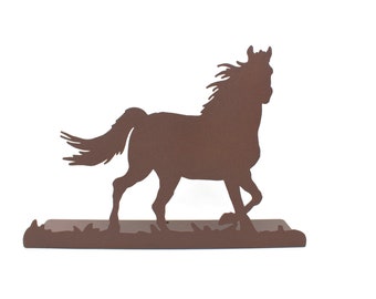 Magnetic Running Horse Tabletop Standing Metal Sign -- 12 Inches Wide