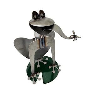 Giant Metal Frog Statue Sculpture 20 Inches Tall 3D One of a Kind
