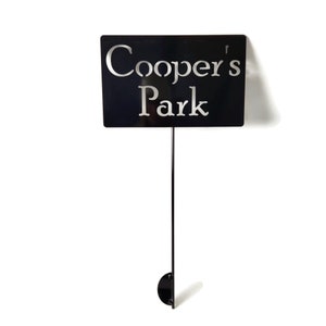 Metal Garden Marker Stake Sign Custom Text 21 to 33 Inches Tall Starry Night Black