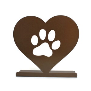 Paw Print Heart Tabletop Metal Home Decor 7 Inches Tall